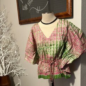 Chic Pink and Green Women's Blouse